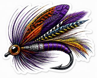 4.5” Fly FiShing Salmon fly Dry Fly Trout Sticker Rainbow Brown Trout Fish