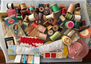 Vintage Wooden Thread Spools & Items