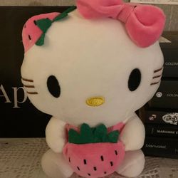  22cm Sanrio KT Cat Plush Toys Kawaii Strawberry KT Cat Plush Doll Soft Stuffed Cartoon Cute Doll Pillow 