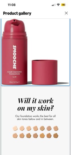 Brand New!Smooche Color Changing Foundation - Skin Tone Adapting Liquid Foundation for Women, Self Adjusting Natural Finish, Blurs Imperfections & Fin