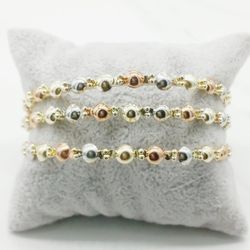 Bangle Bracelet Gold Filled Ladies Beaded Style Pulsera De Mujer 
