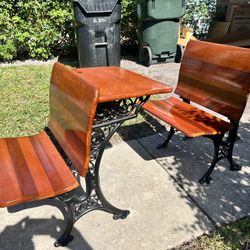 Antique Wooden School Desk 