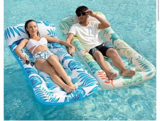 Jasonwell Inflatable Pool Float Lounge - 2 Pack Floaties Rafts for Adults Floating Lounger Sun Tanning Floats Cool Water Floaty Swimming Lake Beach Pa