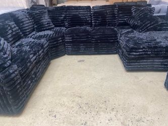 BLACK Sectional Sofa Right or Left Facing wide Chaise available 130x100