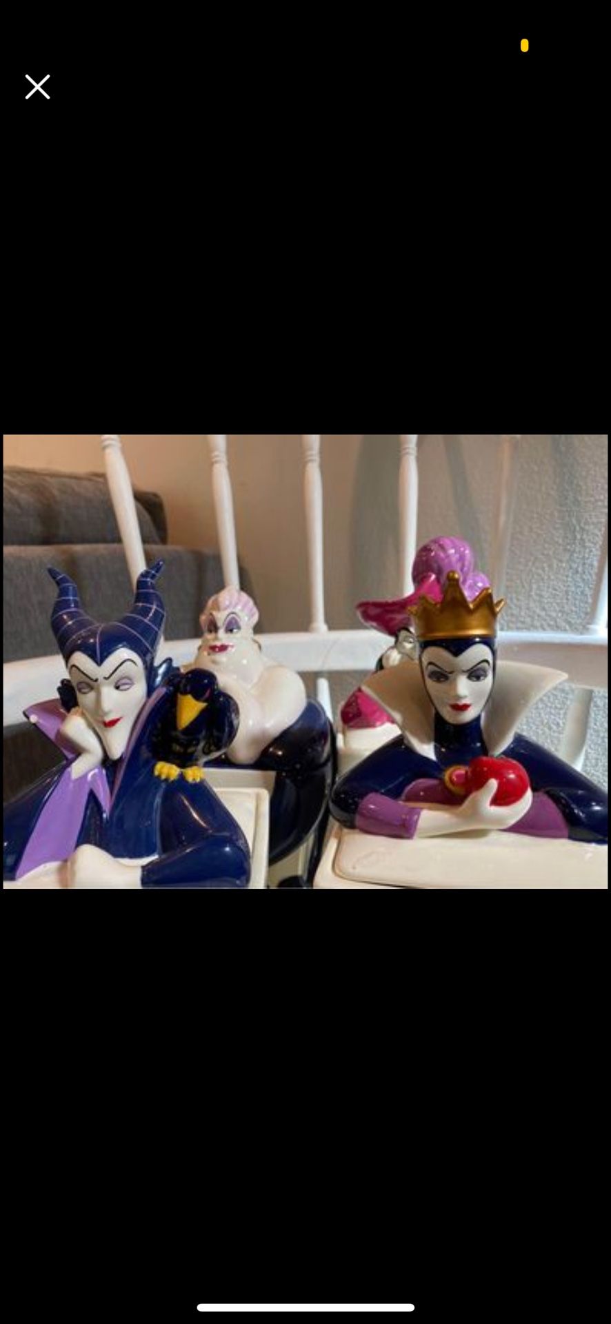 Disney Villain Canister/Cookie 4 piece set- Hook, Evil Queen, Ursula, Maleficent