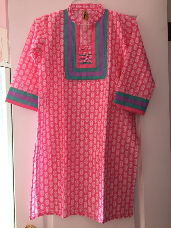 Indian Pink Kurti Tunic Top For Women