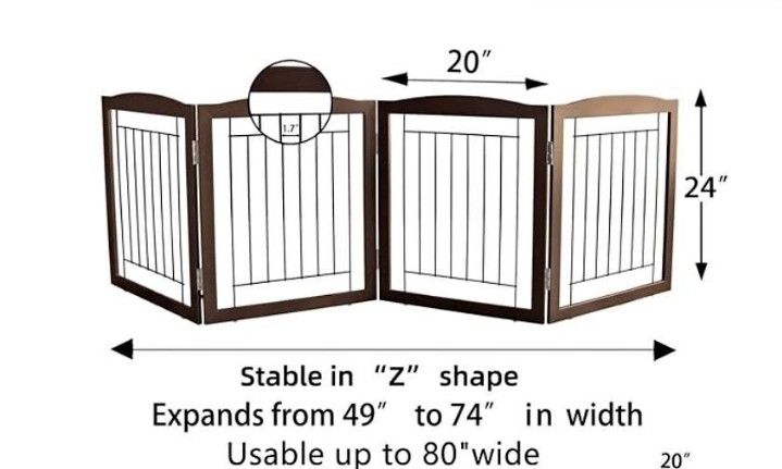 Freestanding Foldable Safety Gate, 4 panels, 24" tall