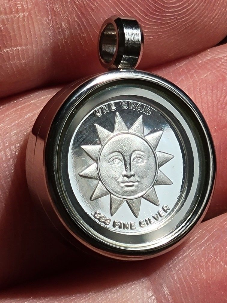 20mm .999 Fine Silver Sun Pendant Charm