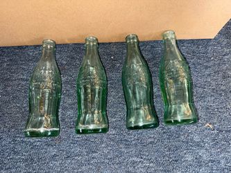 Vintage Coca-Cola Green Glass Bottles Set of 4