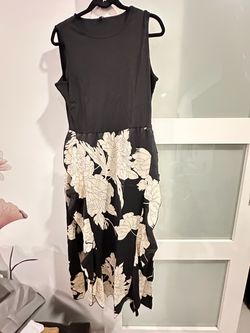 Black Floral Sleeveless Midi Dress