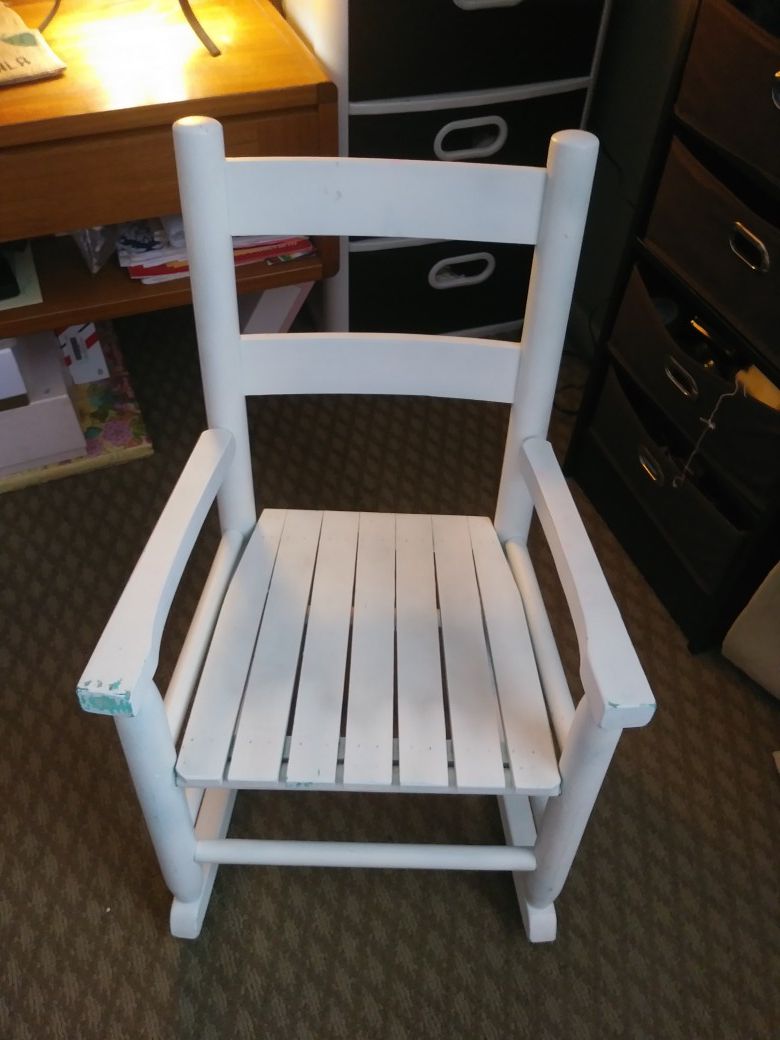 Wood white KIDS rocking chair