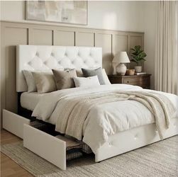 Brand new queen bed frame with a brand new mattress included - same day delivery available - Hablo espanol