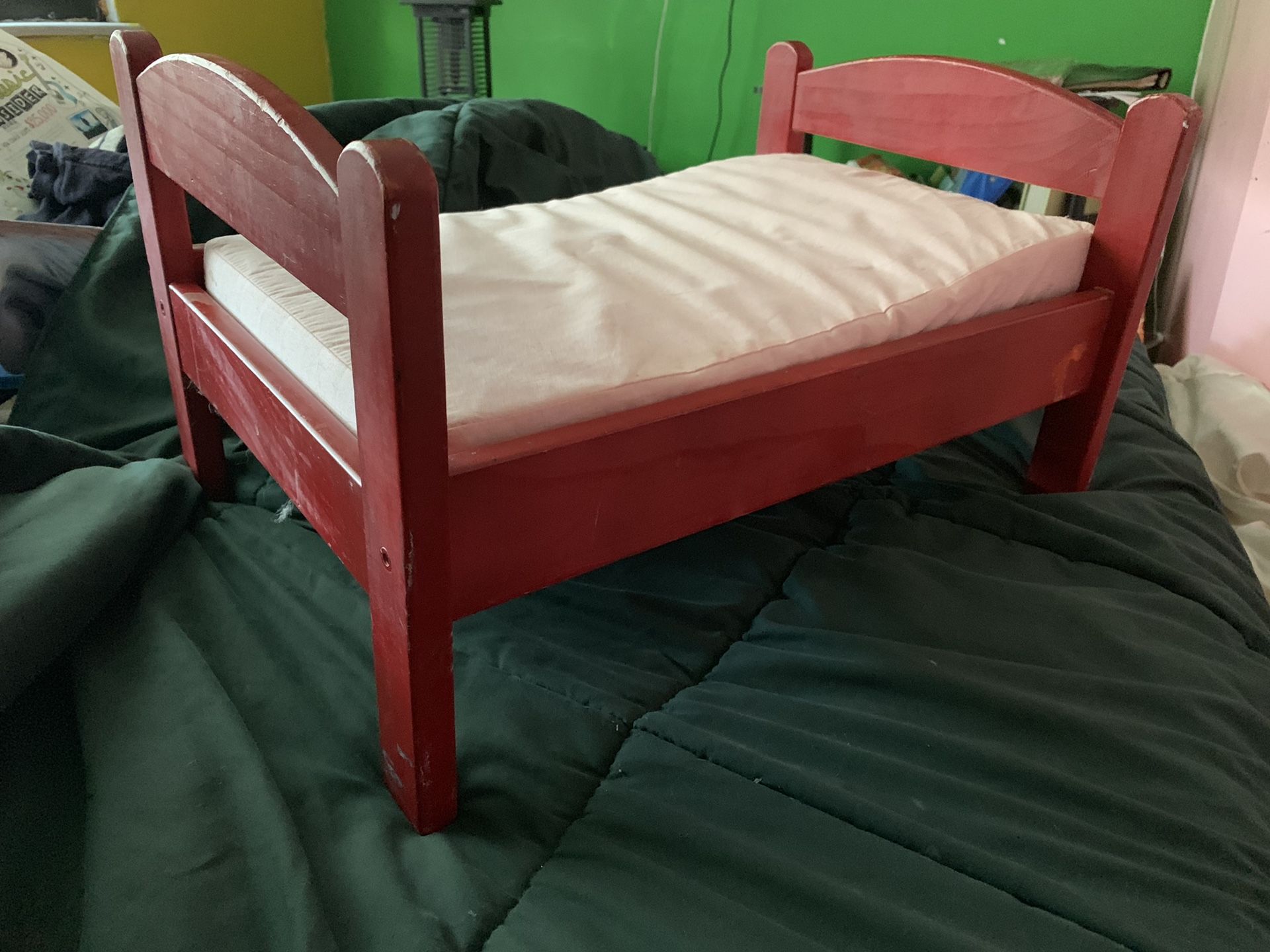 Small bed with mattress for doll, cat, small dog (Red) if interested can meet in New Rochelle area