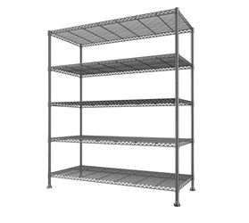 259 45.5''W Storage Shelves Wire Shelving, 5 Tier Pantry Shelves for Storage Rack, Adjustable Metal Shelving for Pantry Kitchen Steel Shelving, 45.5"