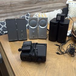 3 Sets Of Speakers And  Radio Shack FM Microphone 