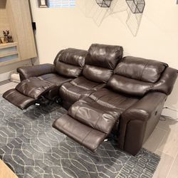 Leather Power Reclining Sofa