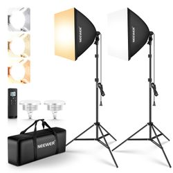 Newer 2pce 24"x 24" 900W Equipment softbox lighting kit with tripod stand s,45w Bi color