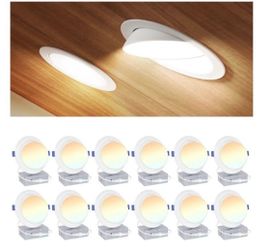Ensenior 12 Pack 6 inch Gimbal Led Recessed Lighting, 90° Rotatable and 5CCT Selectable, Dimmable Eyeball Recessed Lights, Angled Adjustable Ceiling D