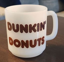 Vintage 1970s Dunkin’ Donuts Milk Glass Coffee Mug - Glasbake