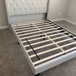NEW Modern Beige Platform Twin & Full Size Bed Frame 