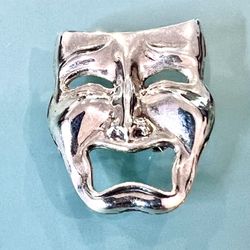 Sterling Silver Comedy & Tragedy Theater Mask Brooch