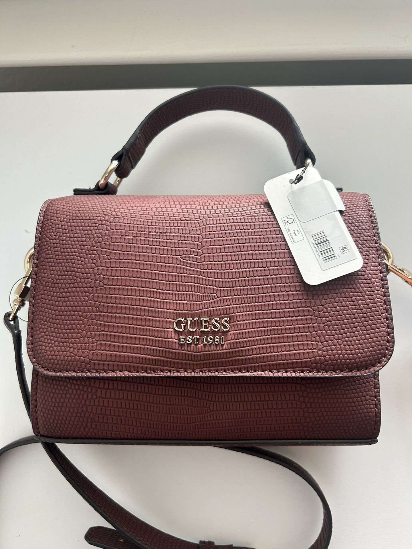 GUESS Lyndi Mini Top Handle Flap Crossbody Merlot Brand New With Tag
