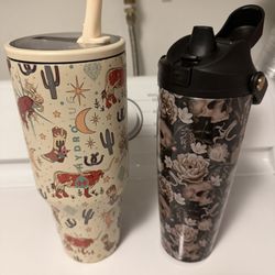 Hydropeak And Hydrojug Rodeo Western Country And Skulls And Floral Fliptop Cups Tumblers