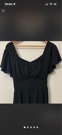 Elegant Black Flutter Sleeve Midi Dress