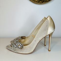 Badgley Mischka Gold Embellished Heels