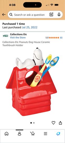 Collections Etc Peanuts Dog House Ceramic Toothbrush Holder