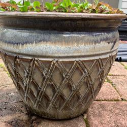 Rustic Earth-Tone Textured Garden Statement Planter