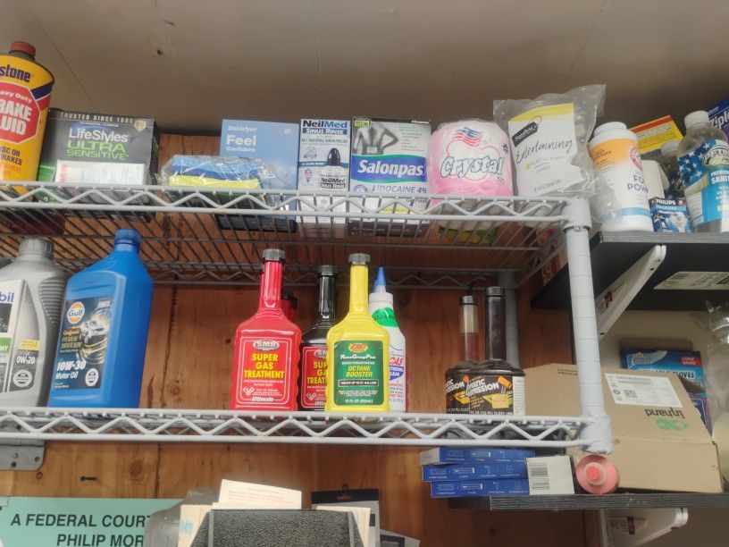 Tide, Engine Treatments  ,Motor Oil,  Random Cleaning Supplies