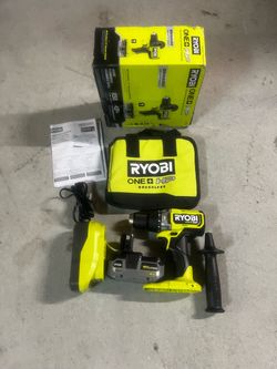 New RYOBI ONE+ HP 18V Brushless Cordless 1/2 in. Hammer Drill Kit 4.0 Ah HIGH PERFORMANCE Battery, Charger, and Bag