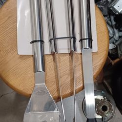 BBQ Grill Tool Set by Master Forge 3-Pc Prestige Stainless Steel Spatula & Tongs