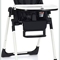 High Chair for Babies & Toddlers, Foldable Highchair with Multiple Adjustable Backrest, Footrest and Seat Height, Removable Tray, Detachable PU Leathe