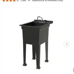 18" Utility Sink In Black, With Faucet 