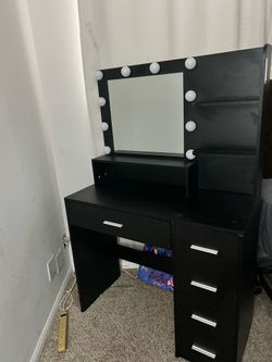 Vanity With Drawers and Mirror