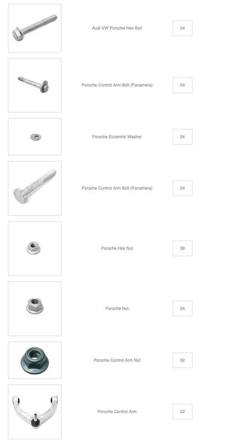 Porsche Panamera - New OEM Complete front end Suspension Rebuild Kit