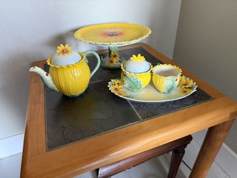 Vintage Sorelle Fine Porcelain Sunflower Tea Set with Cake Stand