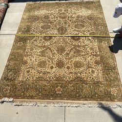 Ornate Green Brown Rug