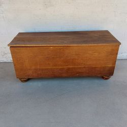 Primitive Rustic Antique Mahogany Wood Trunk / Chest - $125