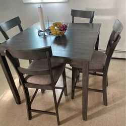 5 Pc Grey Dining Set Counter Height