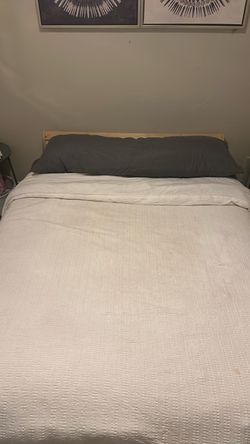Wood bed frame and mattress