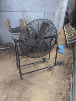 Metal bladed fan on wheels