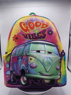 **🚍Loungefly Disney Pixar Cars Fillmore Good Vibes Tie-Dye Mini Backpack NWT🚍**
