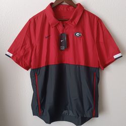 Georgia Bulldogs Nike Men's Half-Zip Lightweight Coaches Windbreaker Jacket - Standard Fit