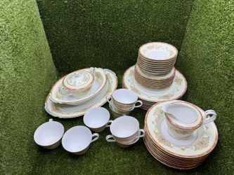 Vintage Noritake Nippon Toki Kaisha China Set 51 Pc Floral Gold Local Pickup