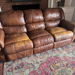 Leather Couch W/Two Recliners