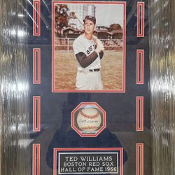 Red Sox Ted Williams Signed,  PSA-Certified, Deluxe-Shadowbox-Framed Baseball Display Piece 