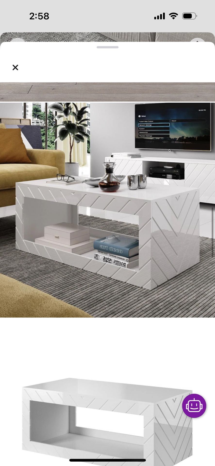Rectangular Coffee Table, 47 Inches Long
